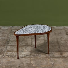 Gordon & Jane Martz White Glazed Coin Tile Mosaic Teardrop Side Table