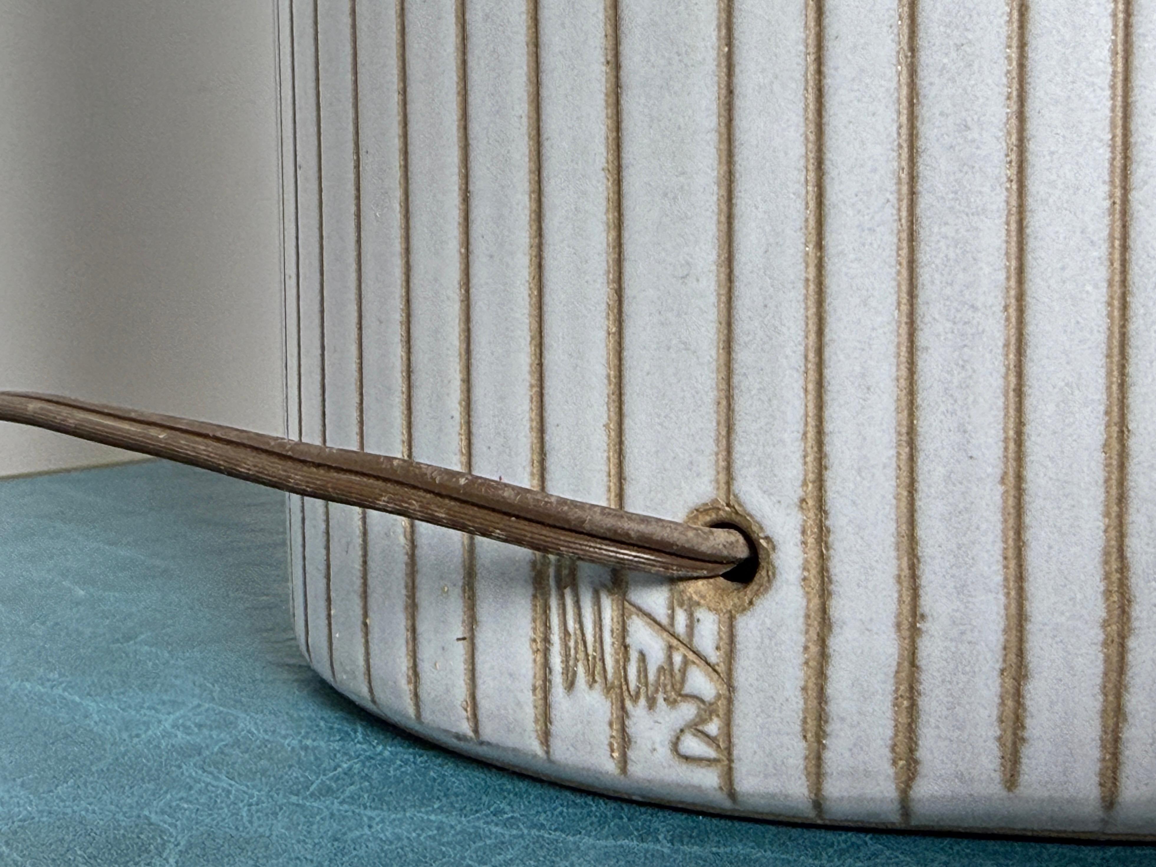 Gordon & Jane Martz White Ceramic Pinstripe Table Lamp Marshall Studios 1960s 5