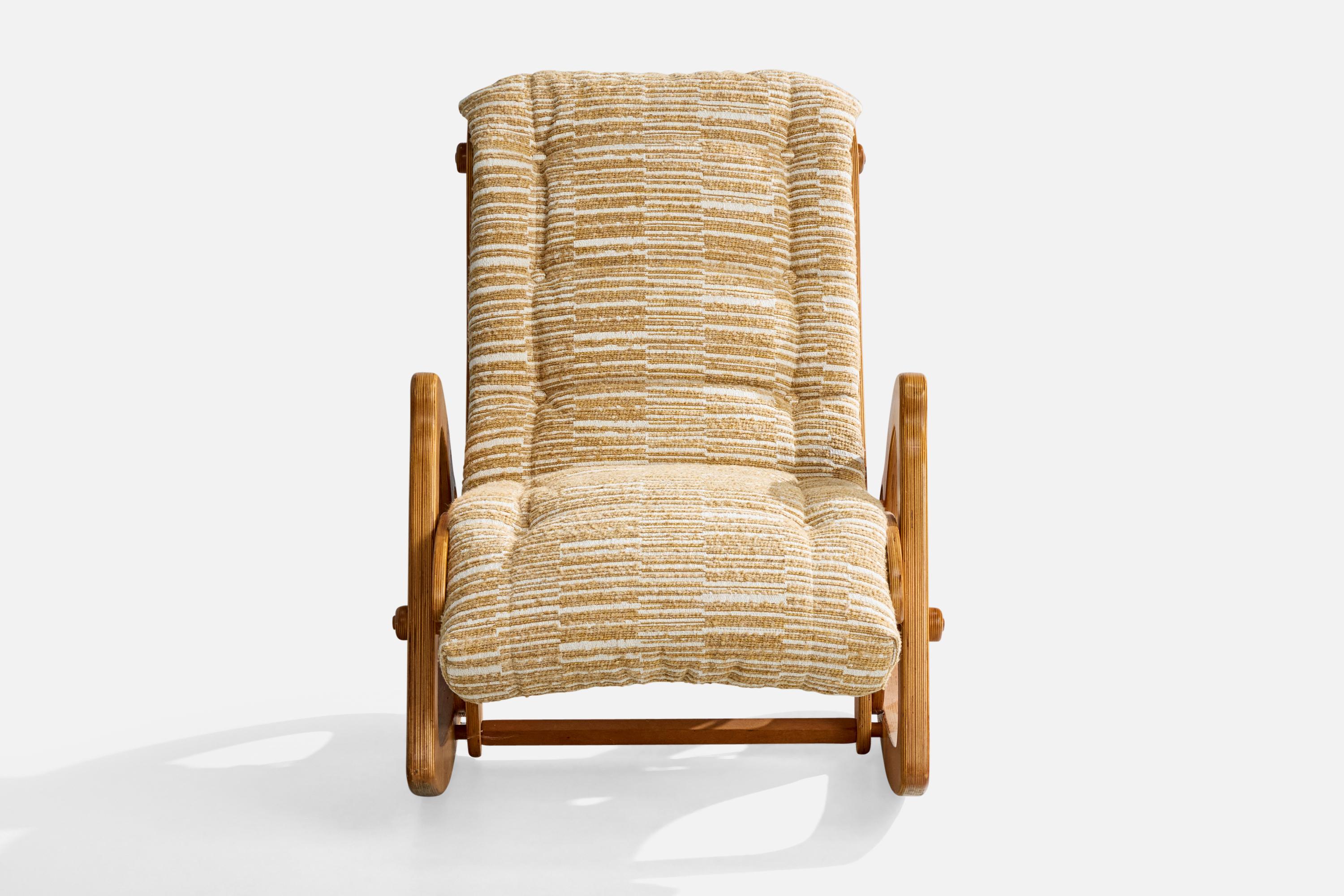 Gordon L. Kyle, Rocking Chair With Ottoman, Wood, Fabric, USA, 1978 en vente 5