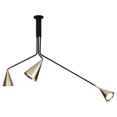 GORDON Lamp A, B, C Conical Diffuser Matt Black and Polished Gold by Corrado Dotti