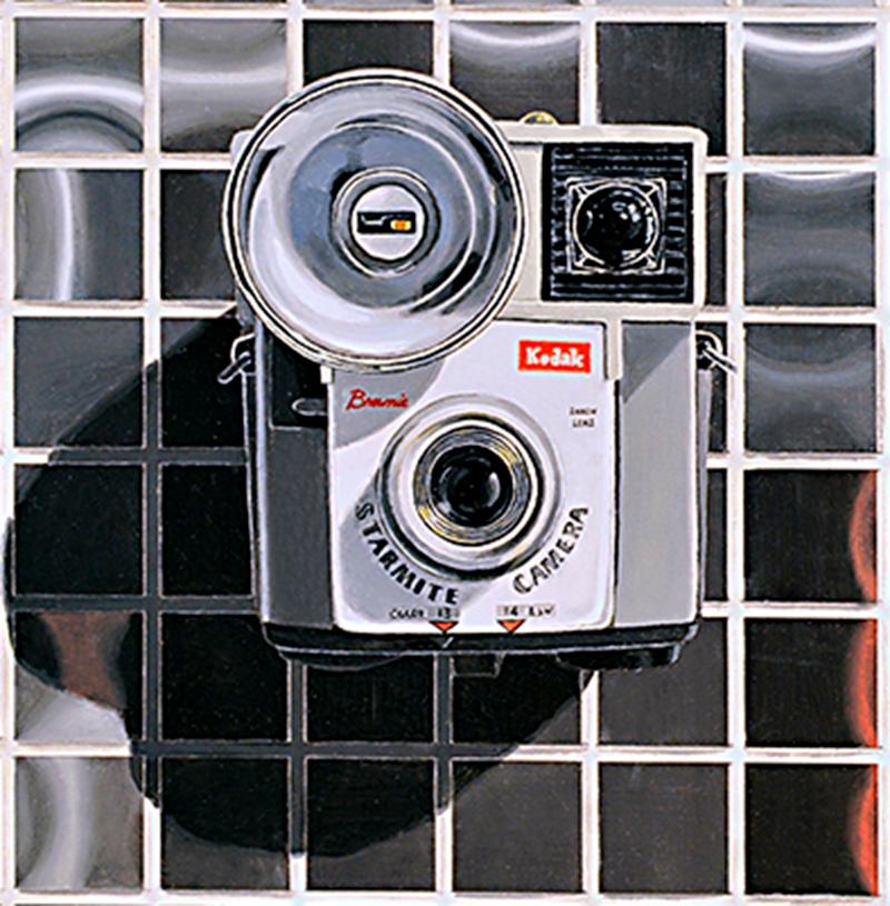 Gray and silver photorealist camera 