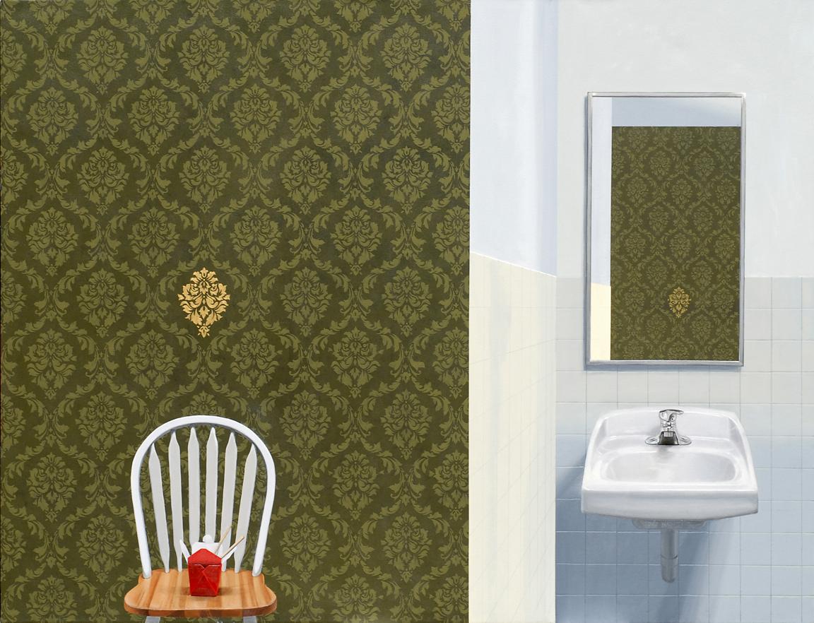 Gordon Lee Interior Painting - Photorealist painting, "Reflection", Inspired by Antonio Lopez Garcia