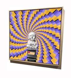 Yellow and purple photorealist painting, "Nirvana High", Gordon Lee, oil/acrylic