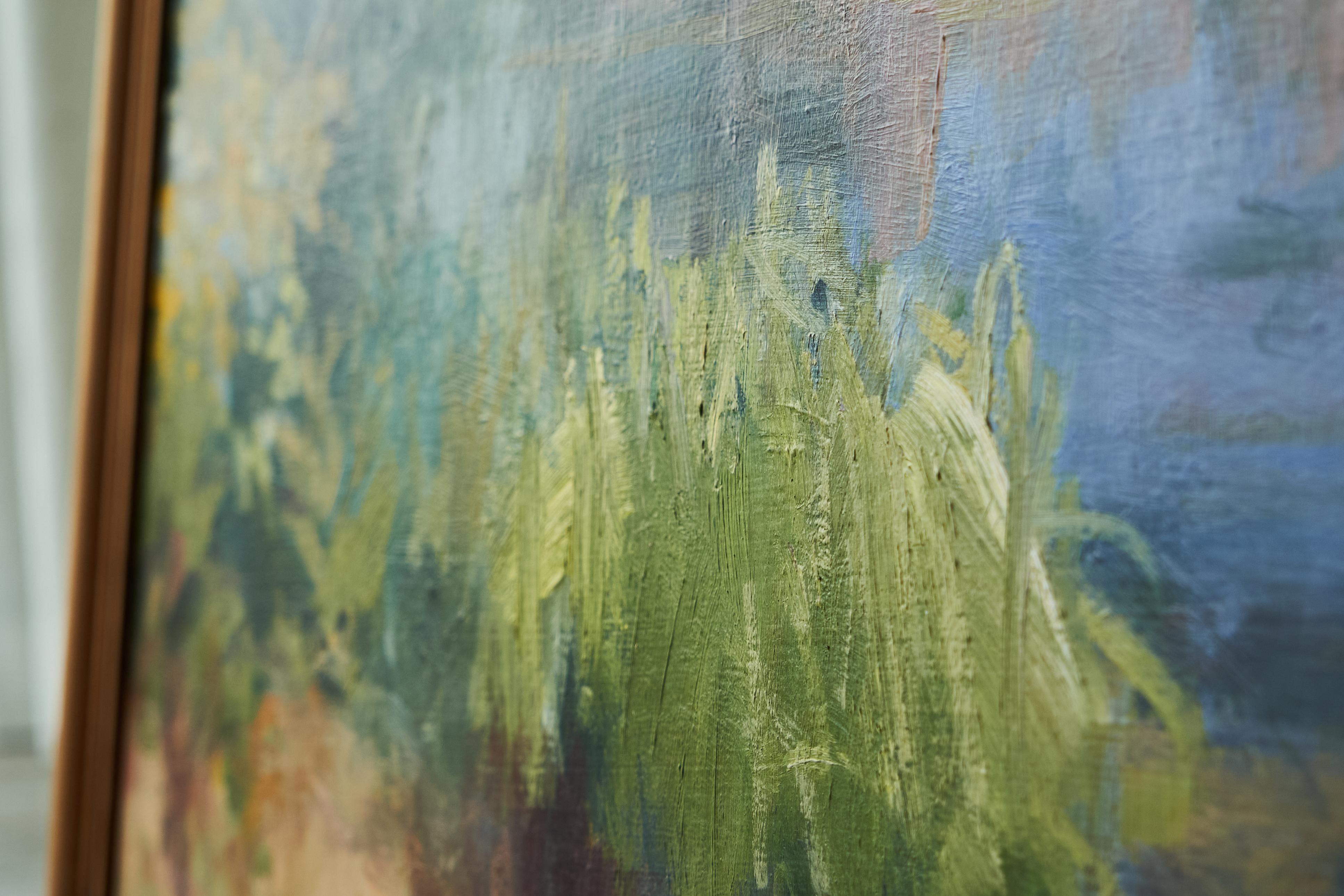 20th Century Gordon Lillford Landscape with Pond Oil on Board United Kingdom 1950s For Sale