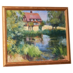 Gordon Lillford Landscape with Pond Oil on Board United Kingdom 1950s
