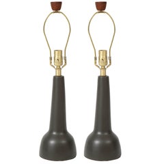 Gordon Martz Brown Ceramic Lamps