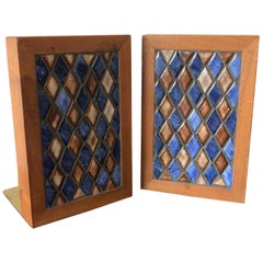 Gordon Martz Ceramic Diamond Pattern Ceramic Bookends