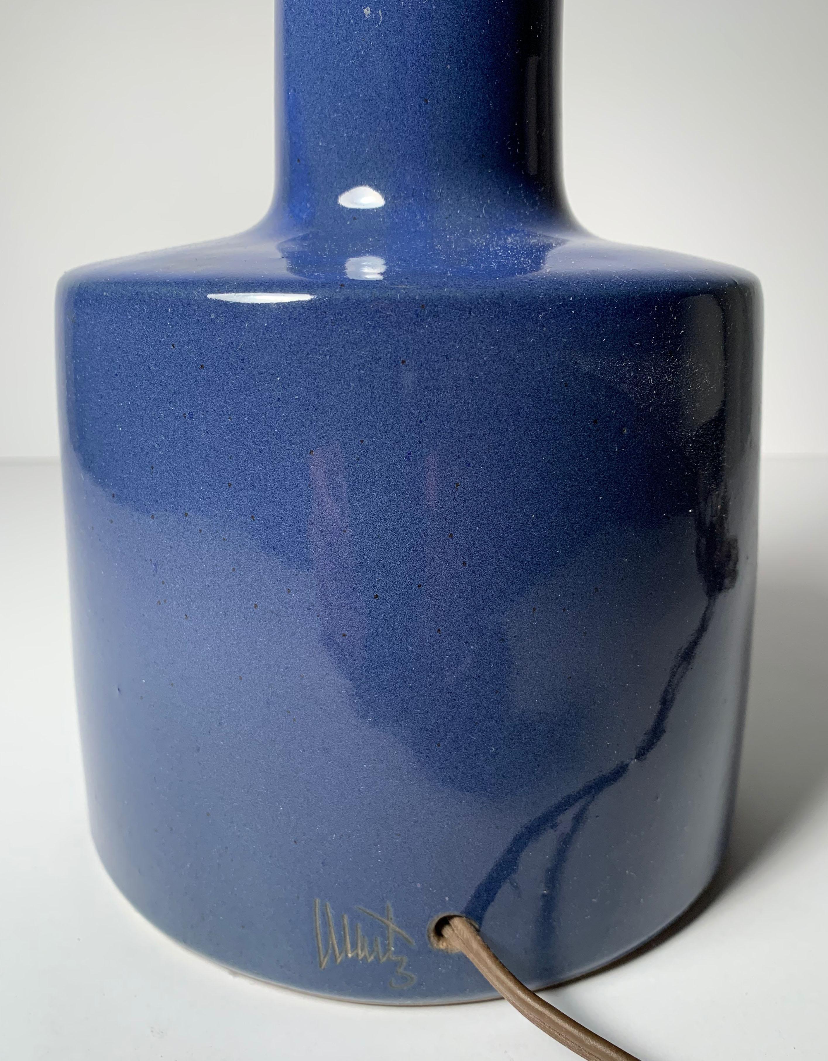 American Gordon Martz Ceramic Table Step Lamp in Blue / Sapphire