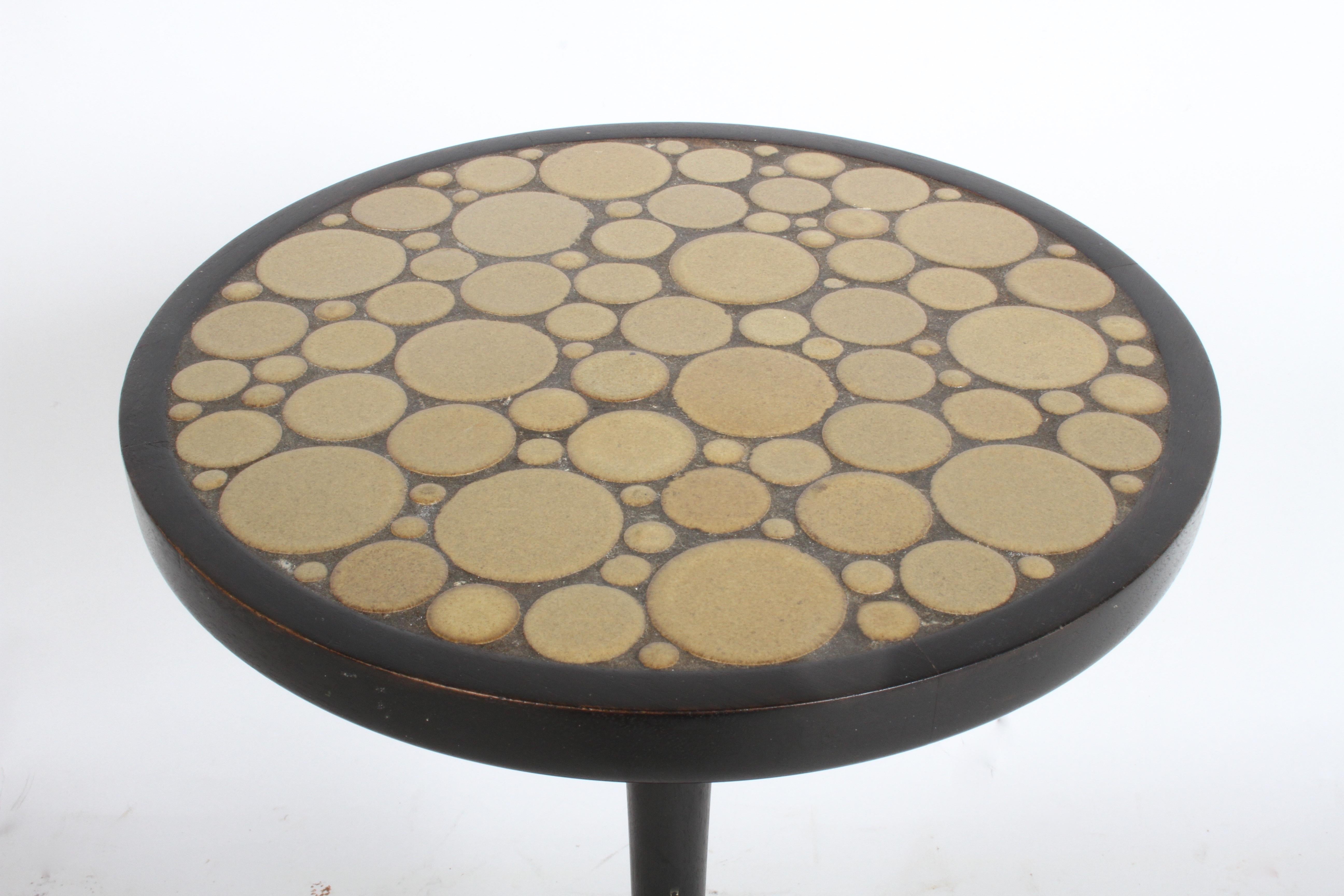 American Gordon Martz Ceramic Tile Top Pedestal or Occasional Table 