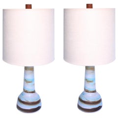 Gordon Martz for Marshall Studios Ceramic Table Lamps with Swirled Matte Glaze