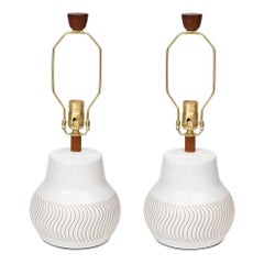 Gordon Martz Incised Pottery Lamps