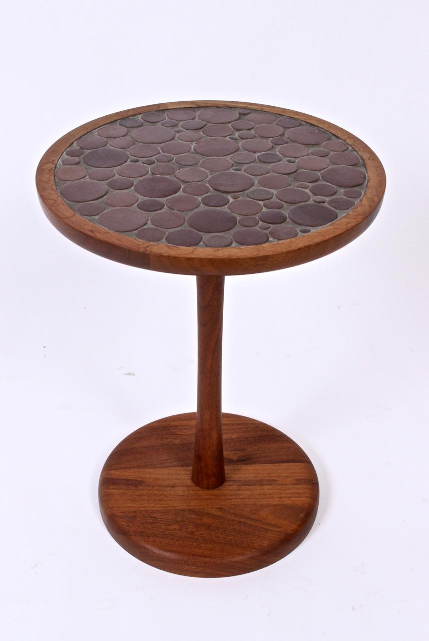 Gordon Martz Marshall Studios Dark Walnut & Dark Brown Ceramic Pedestal Table 1