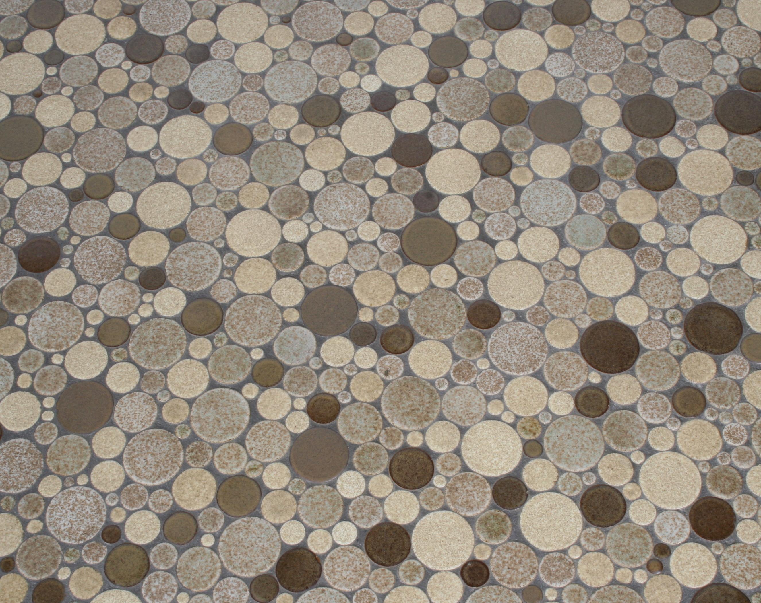 Walnut Gordon Martz Mid-Century Modern Green Circular Tile Top Square Table