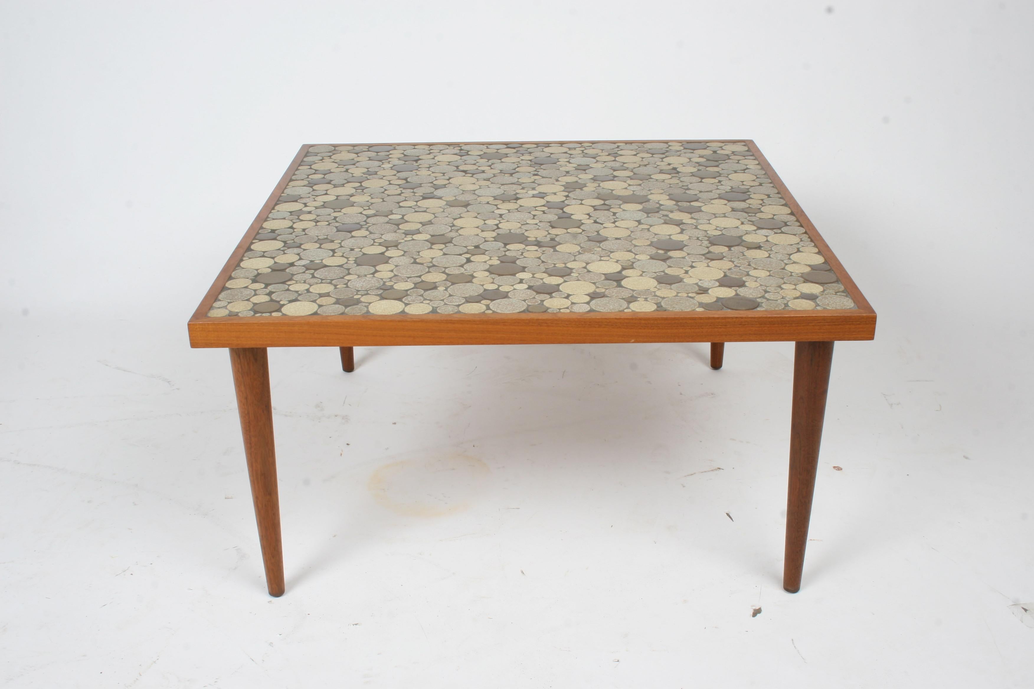 Gordon Martz Mid-Century Modern Green Circular Tile Top Square Table 1