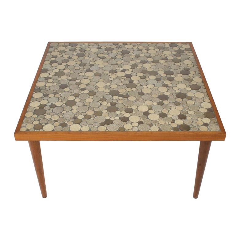 Gordon Martz Mid-Century Modern Green Circular Tile Top Square Table