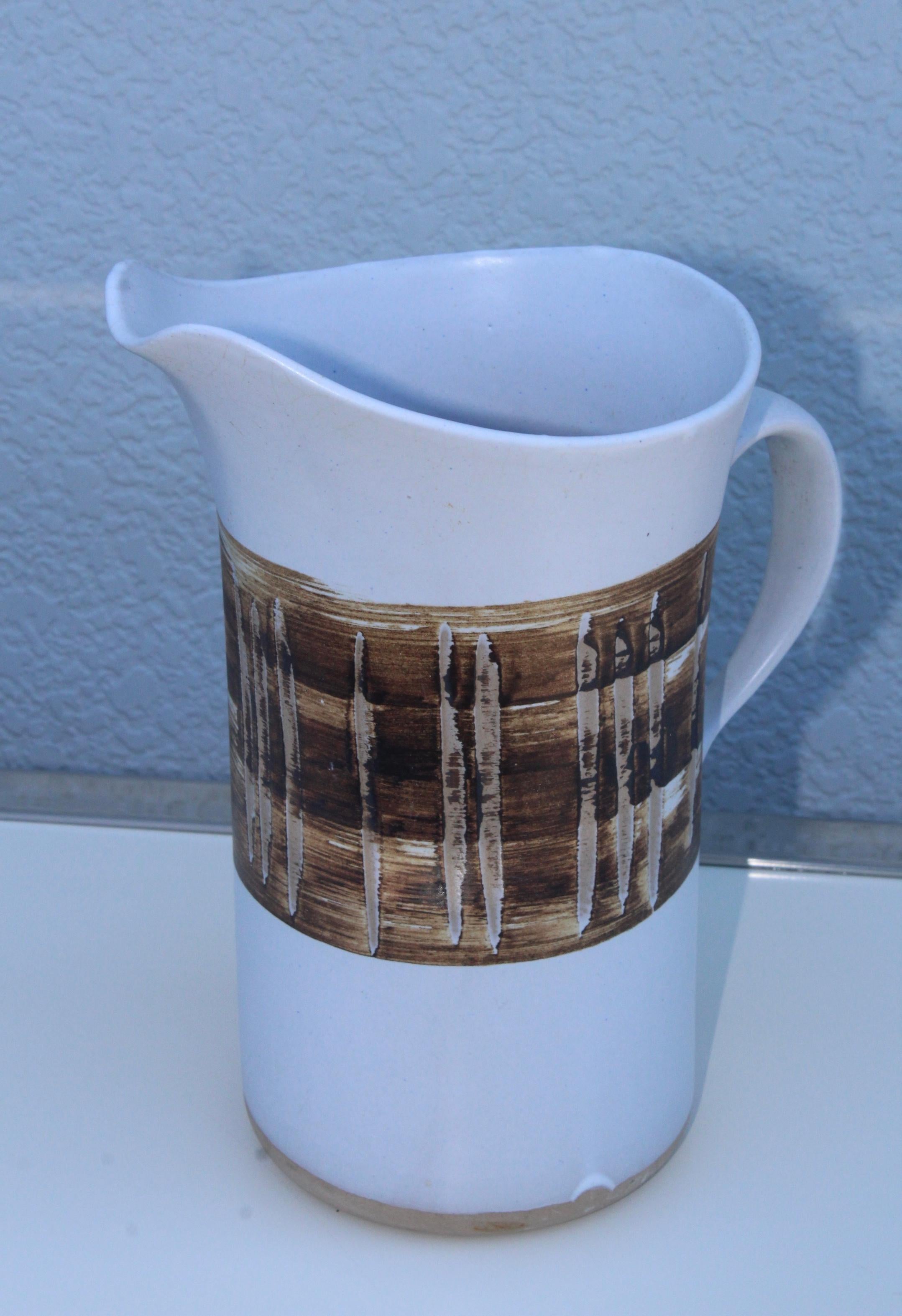 1960s modern ceramic pitcher designed by Gordon Martz for Marshall Studios.