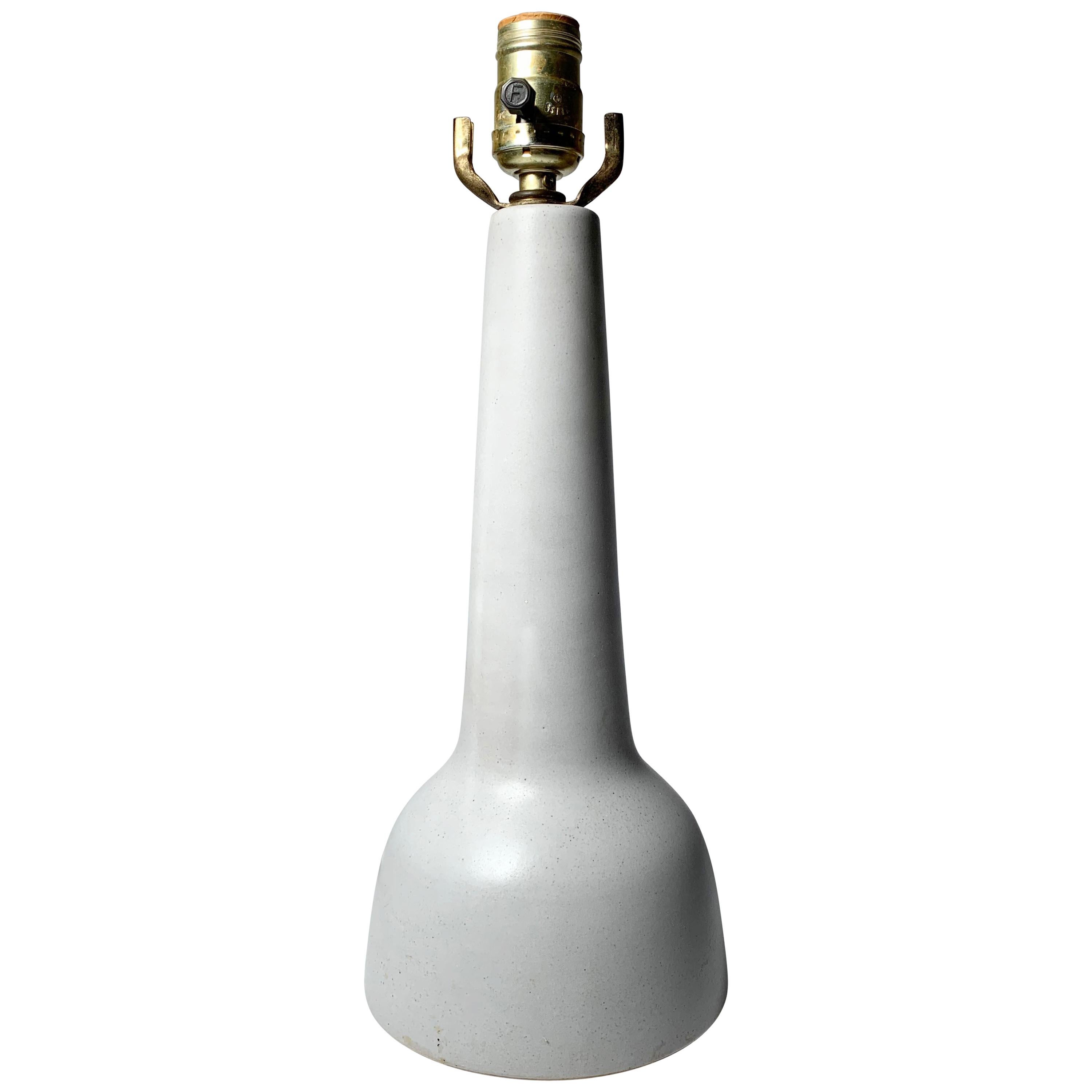 Gordon Martz Small Ceramic Torpedo Table Lamp in White For Sale