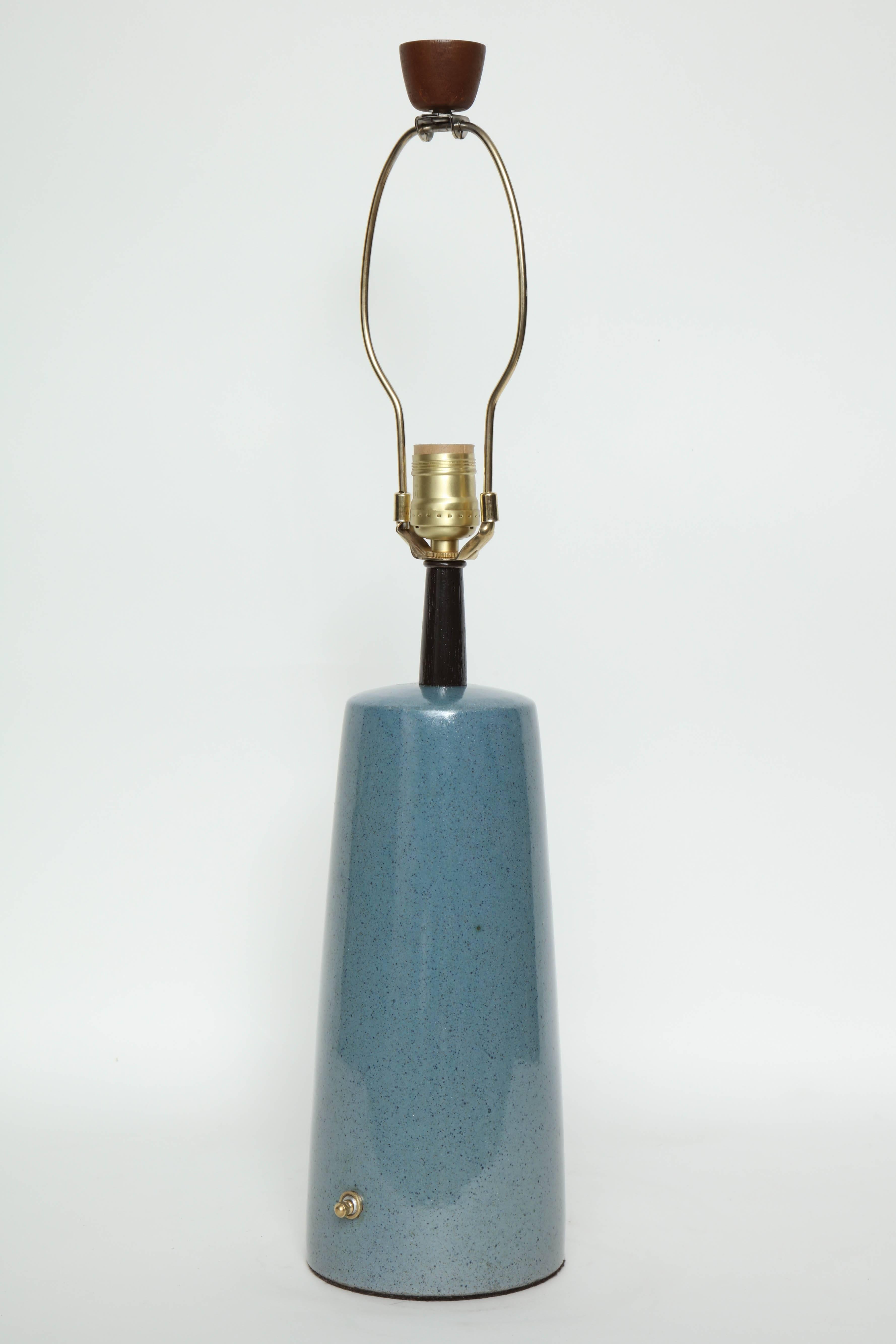American Gordon Martz Speckled Blue Ceramic Lamps
