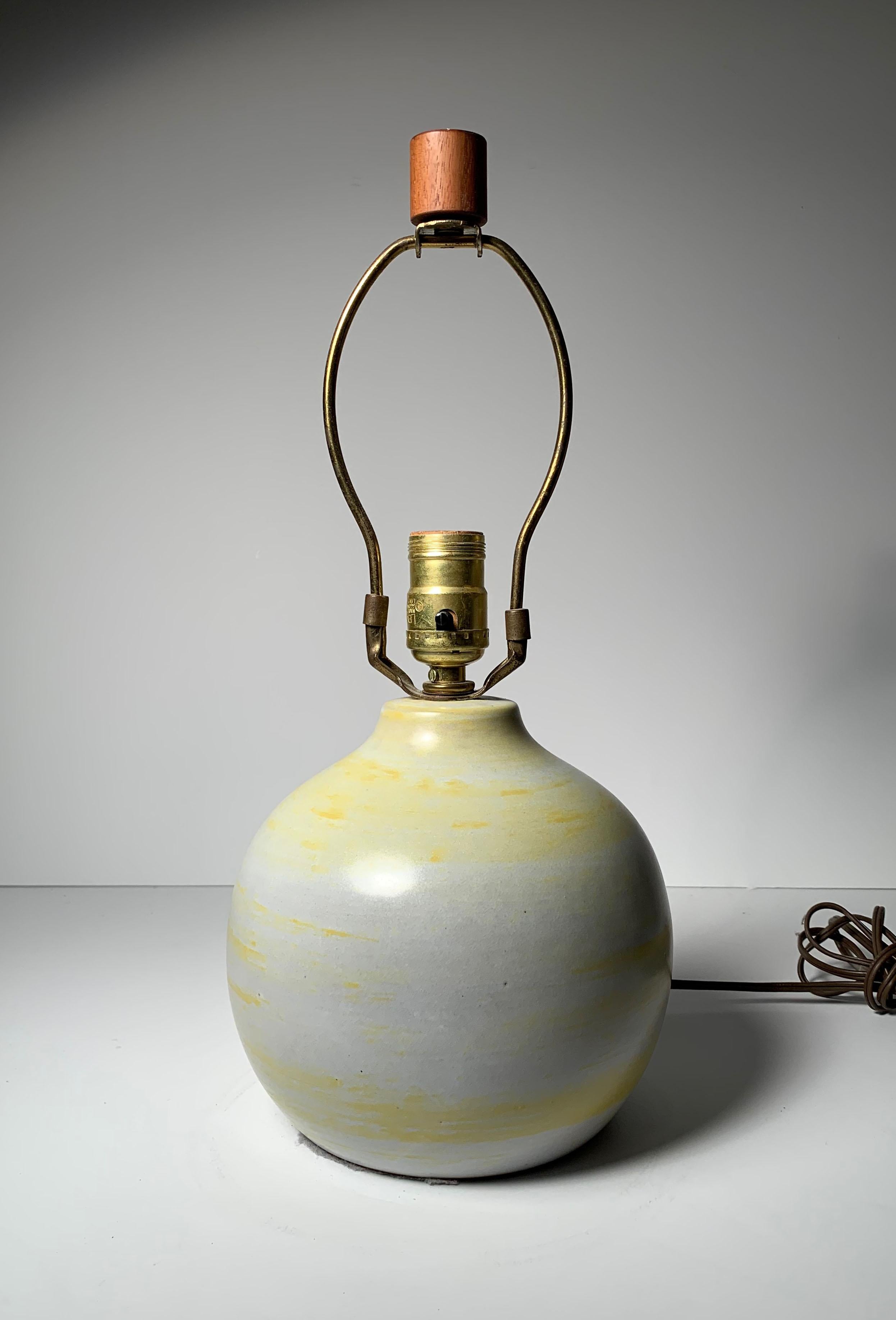 Gordon Martz Table Lamp White with Yellow Swirls For Sale 1