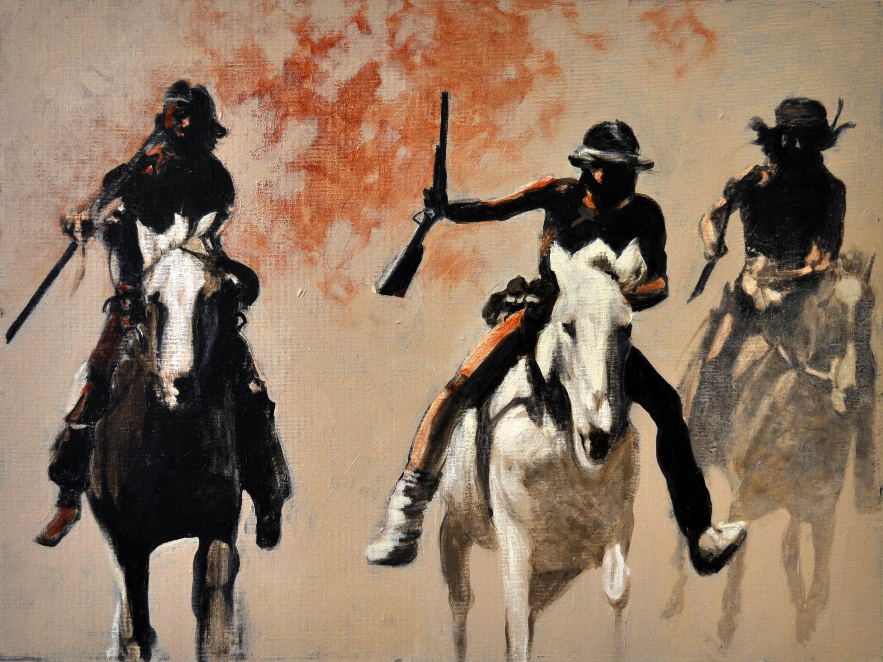 Gordon McConnell Figurative Painting - Riding into Battle