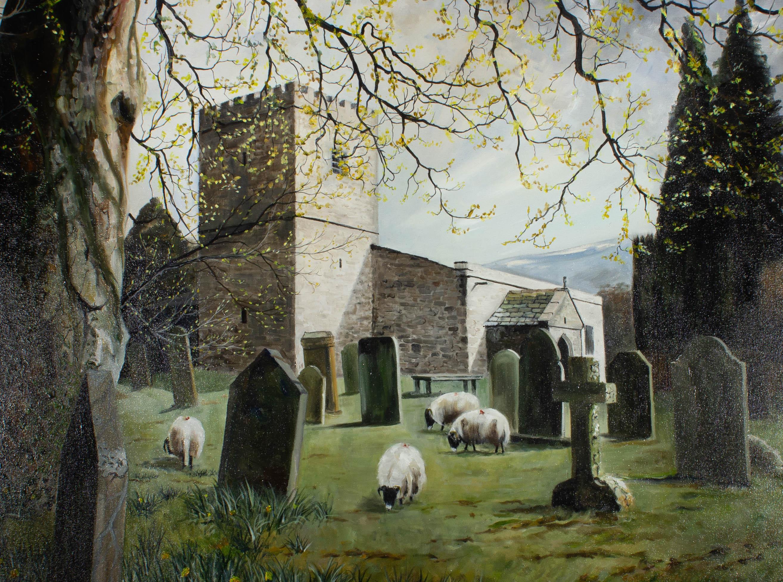 Gordon Metcalfe (geb. 1935) - 1995 Öl, Spring In The Church Yard im Angebot 1