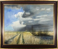 Vintage Gordon Metcalfe (b.1935) - 1995 Oil, Storm Clouds Over Cambridgeshire Fens