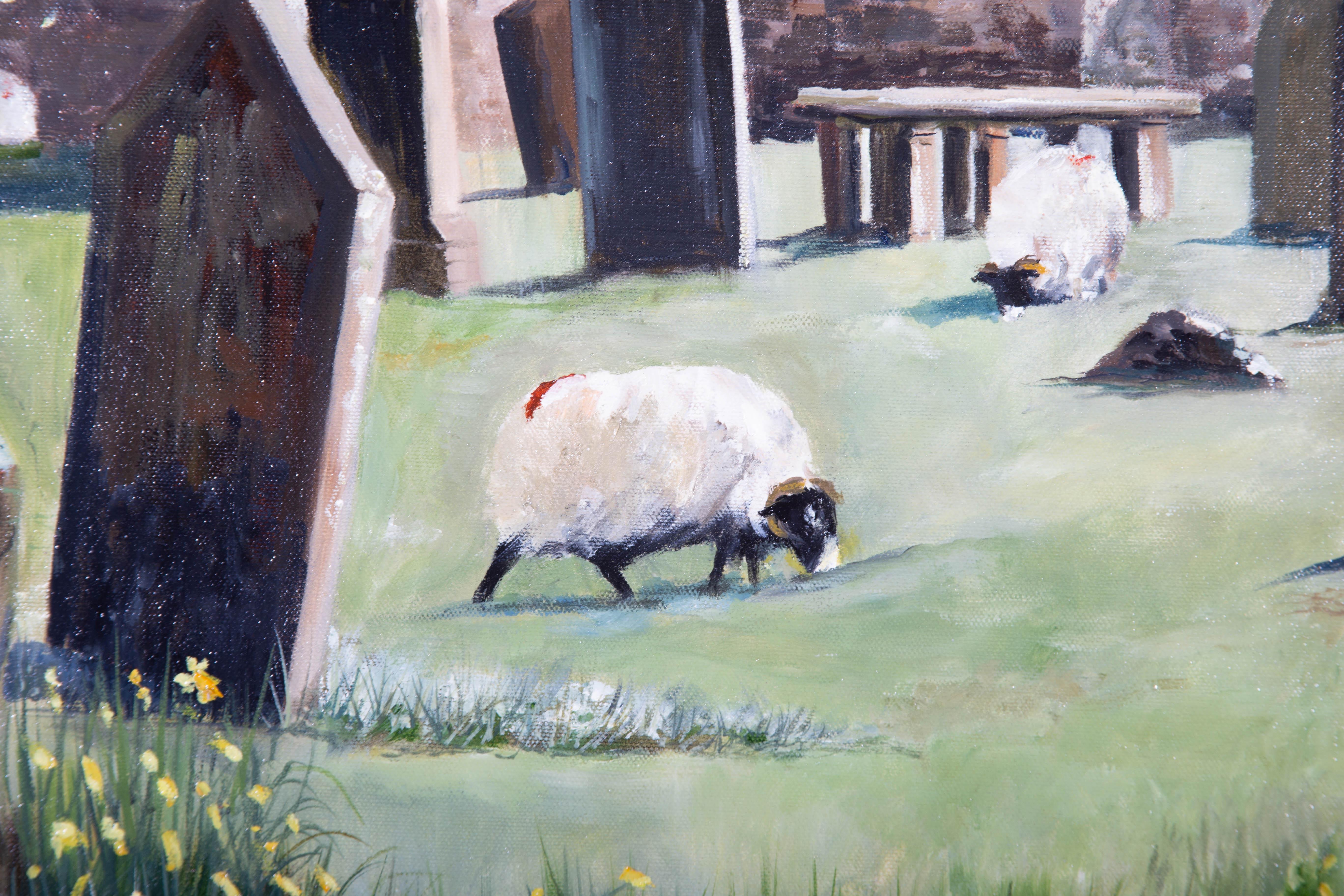 Gordon Metcalfe (b.1935) - 1996 Oil, Springtime In The Church Yard For Sale 4