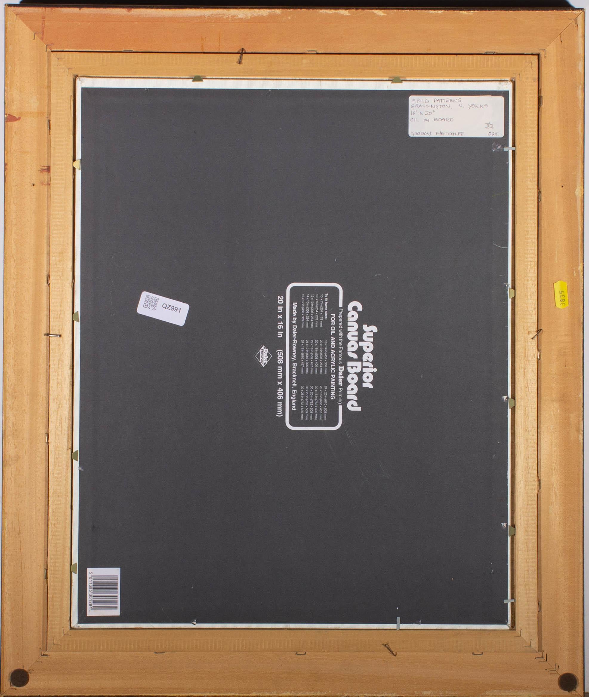 Gordon Metcalfe (b.1935) - 1998 Oil, Field Patterns at Grassington, Yorkshire 1