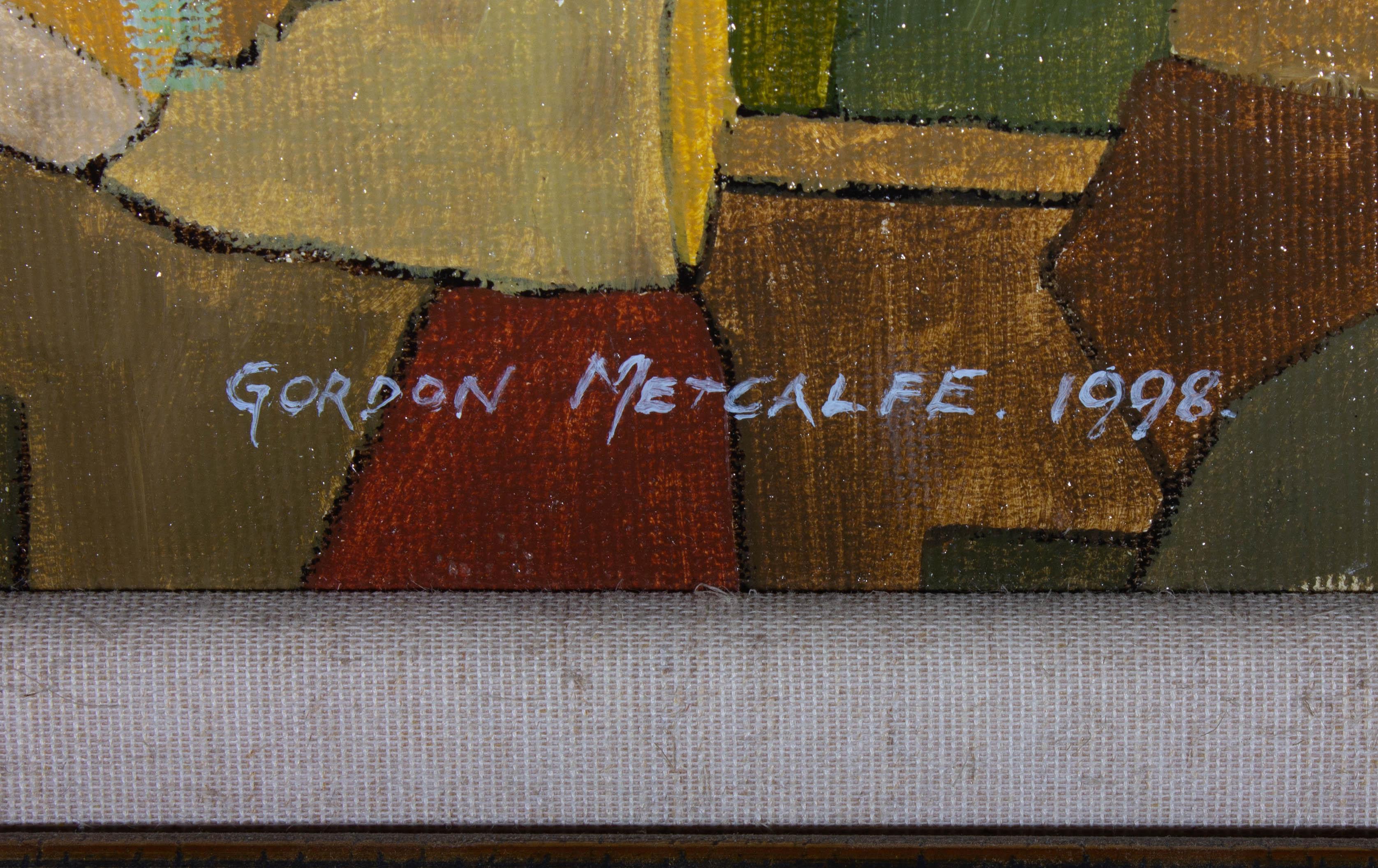 Gordon Metcalfe (b.1935) - 1998 Oil, Field Patterns at Grassington, Yorkshire 3