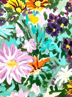 "Mamounia Garden" American 20th Century Oil Painting of Blossoming Flowers