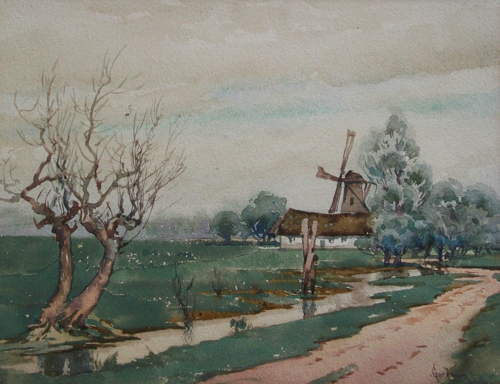 GORDON NIELSON - Antique Dutch school watercolor painting on paperboard - signed and dated lower right - contained in the original vintage matte - unframed - Europe - circa 1878.

Excellent vintage condition - no loss - no damage - no restoration