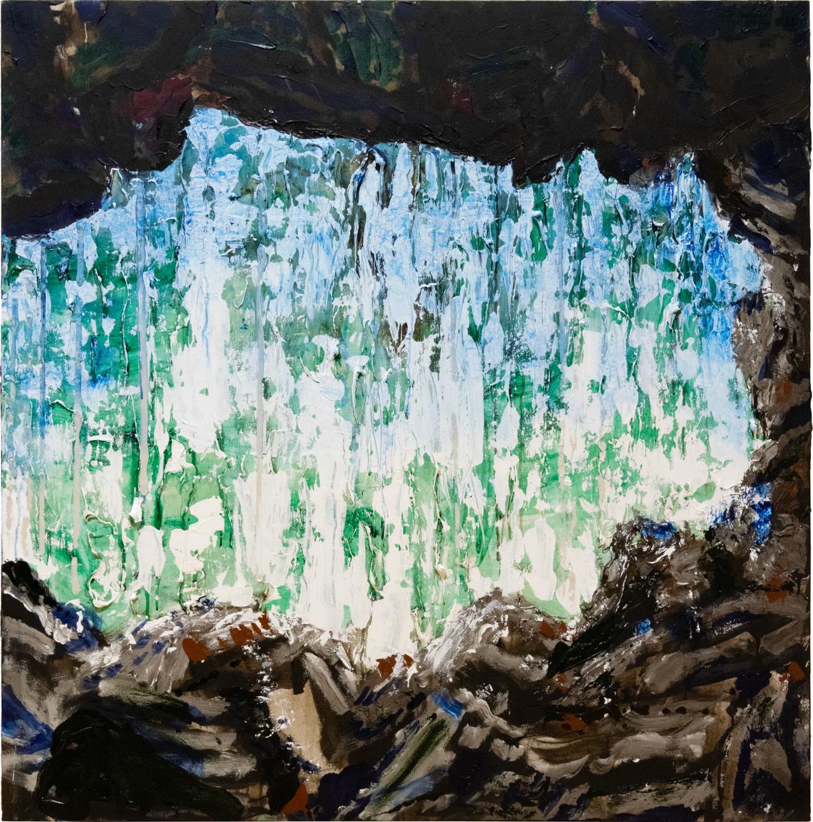 Gordon Rayner Abstract Painting - The Cave Behind the Falls