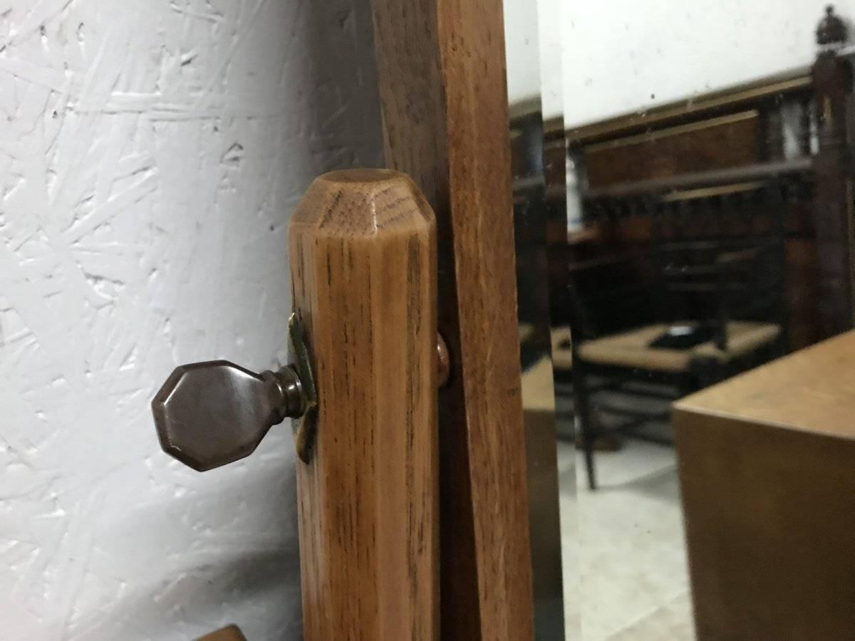 oak dressing table with mirror and stool