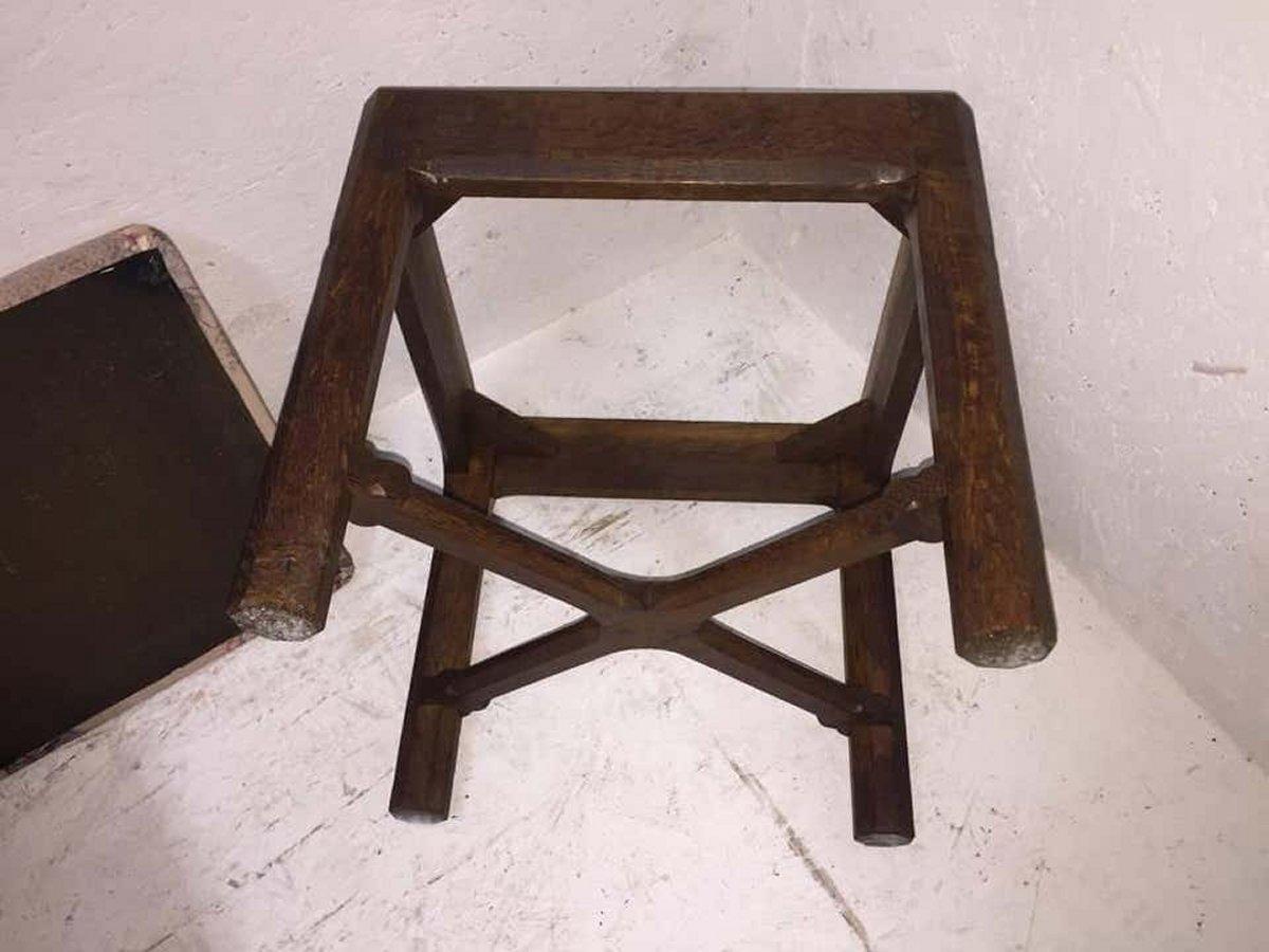 Gordon Russell, an Arts & Crafts Cotswold Oak Stool with Carved Cross Stretcher 7