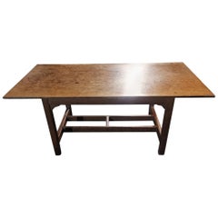 Gordon Russell, Arts & Crafts Cotswold School Oak Double Stretcher Dining Table.