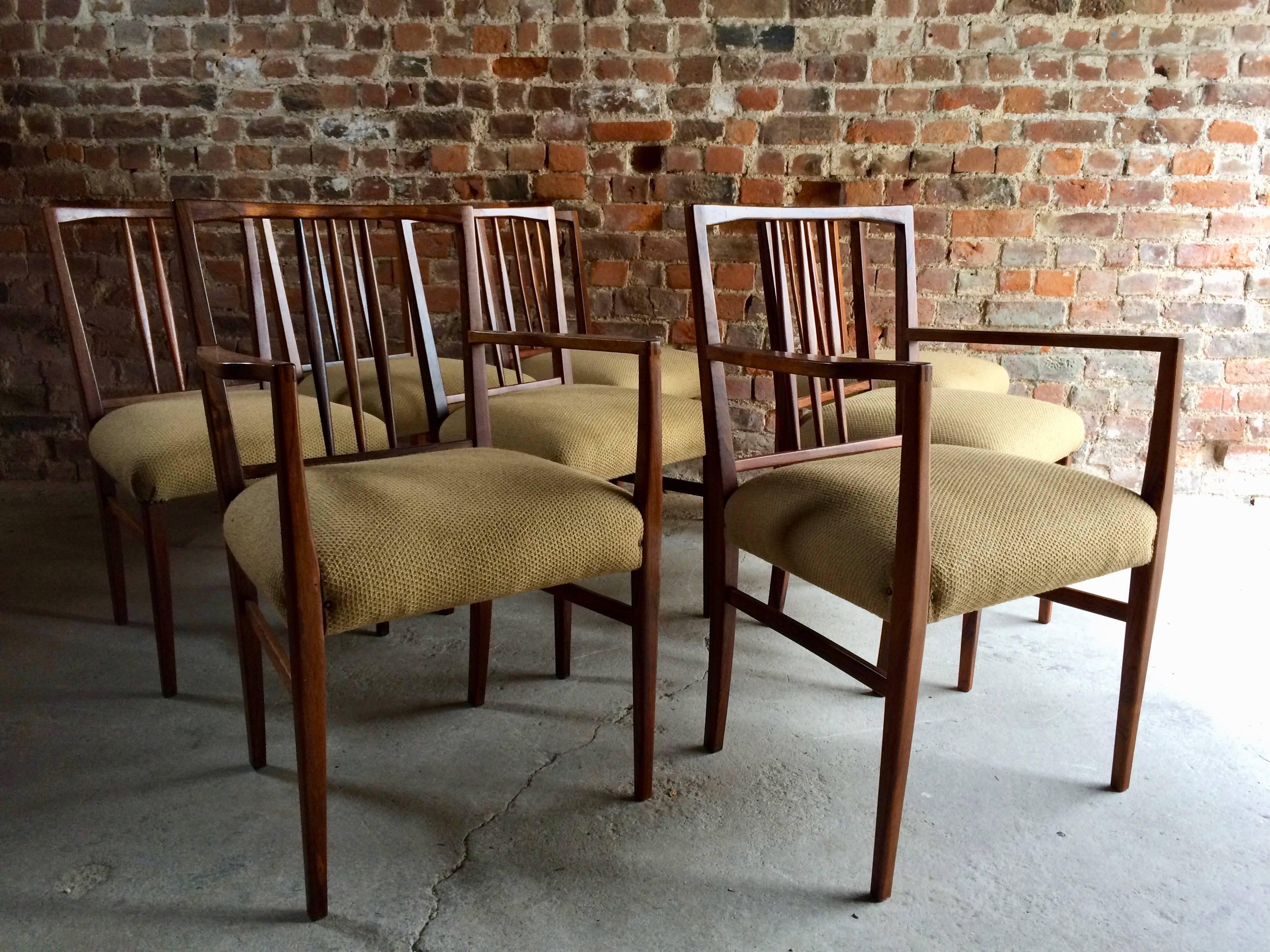 Mid-Century Modern Gordon Russell Table à manger & Huit chaises Rosewood Burford R818 Extending Cites