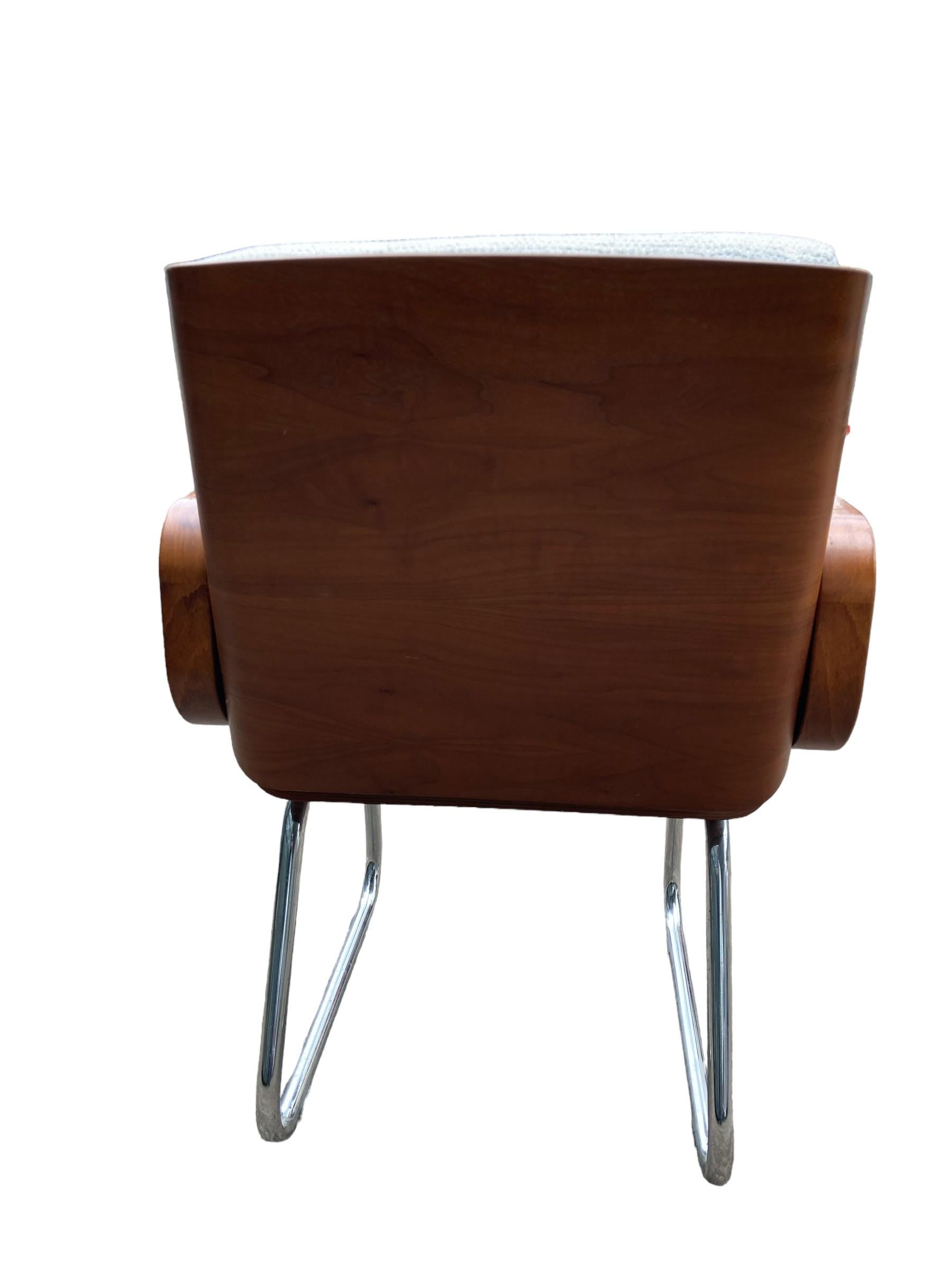 British Gordon Russell Mid Century Bauhaus Style Teak and Chrome Office chair For Sale