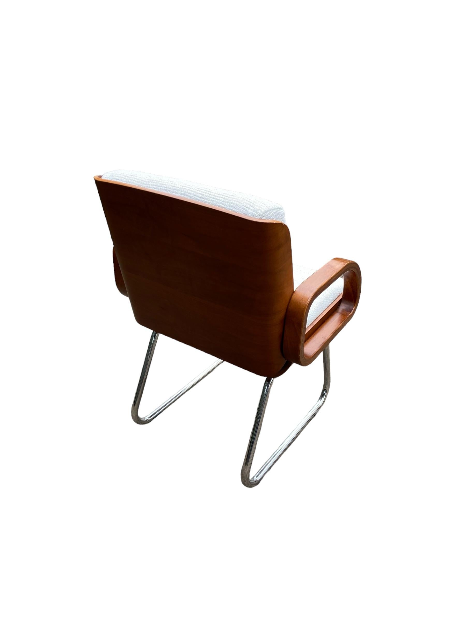 British Gordon Russell Mid Century Bauhaus Style Teak and Chrome Office chair For Sale