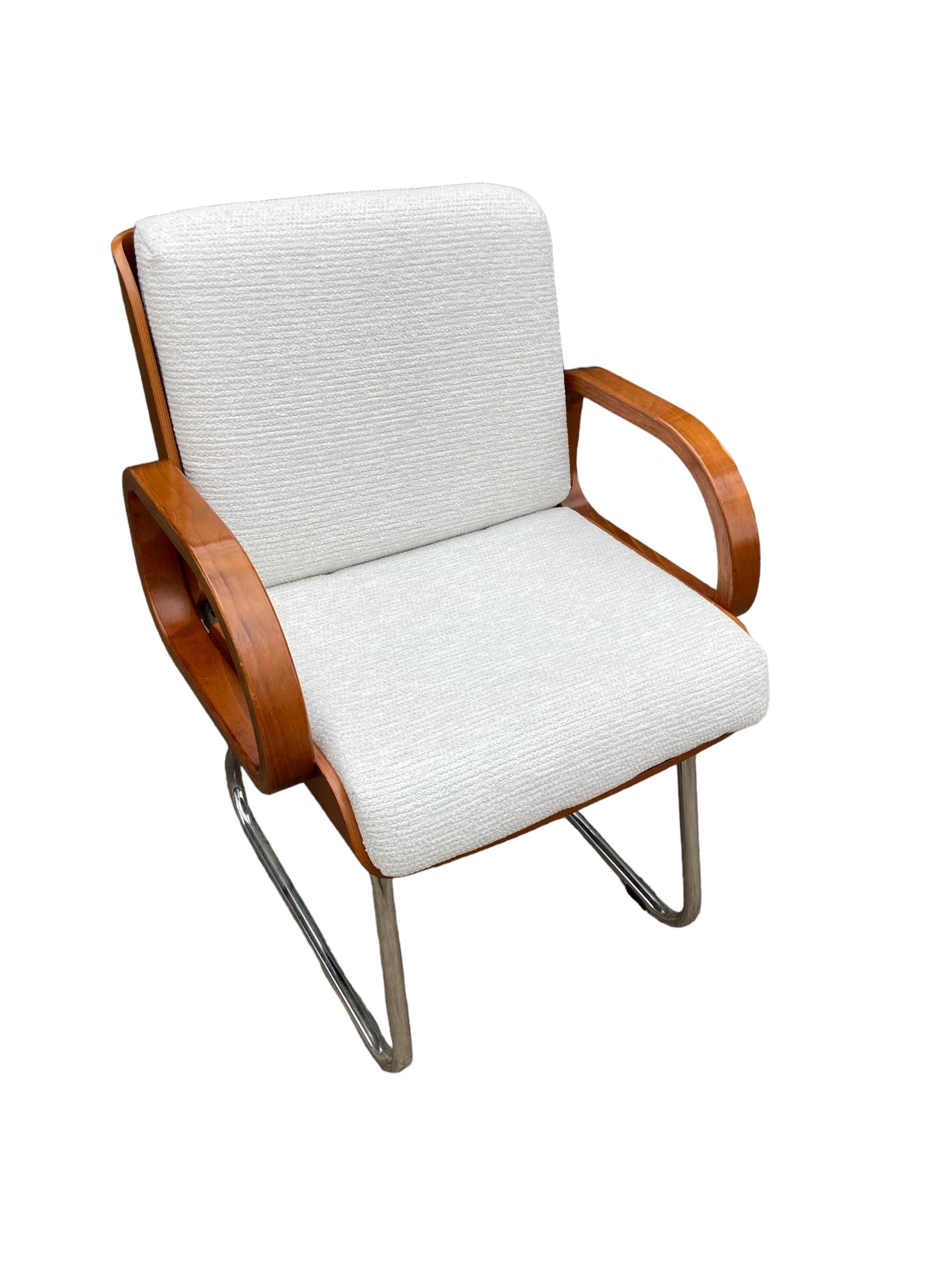 Gordon Russell Mid Century Bauhaus Style Teak and Chrome Office chair For Sale 2