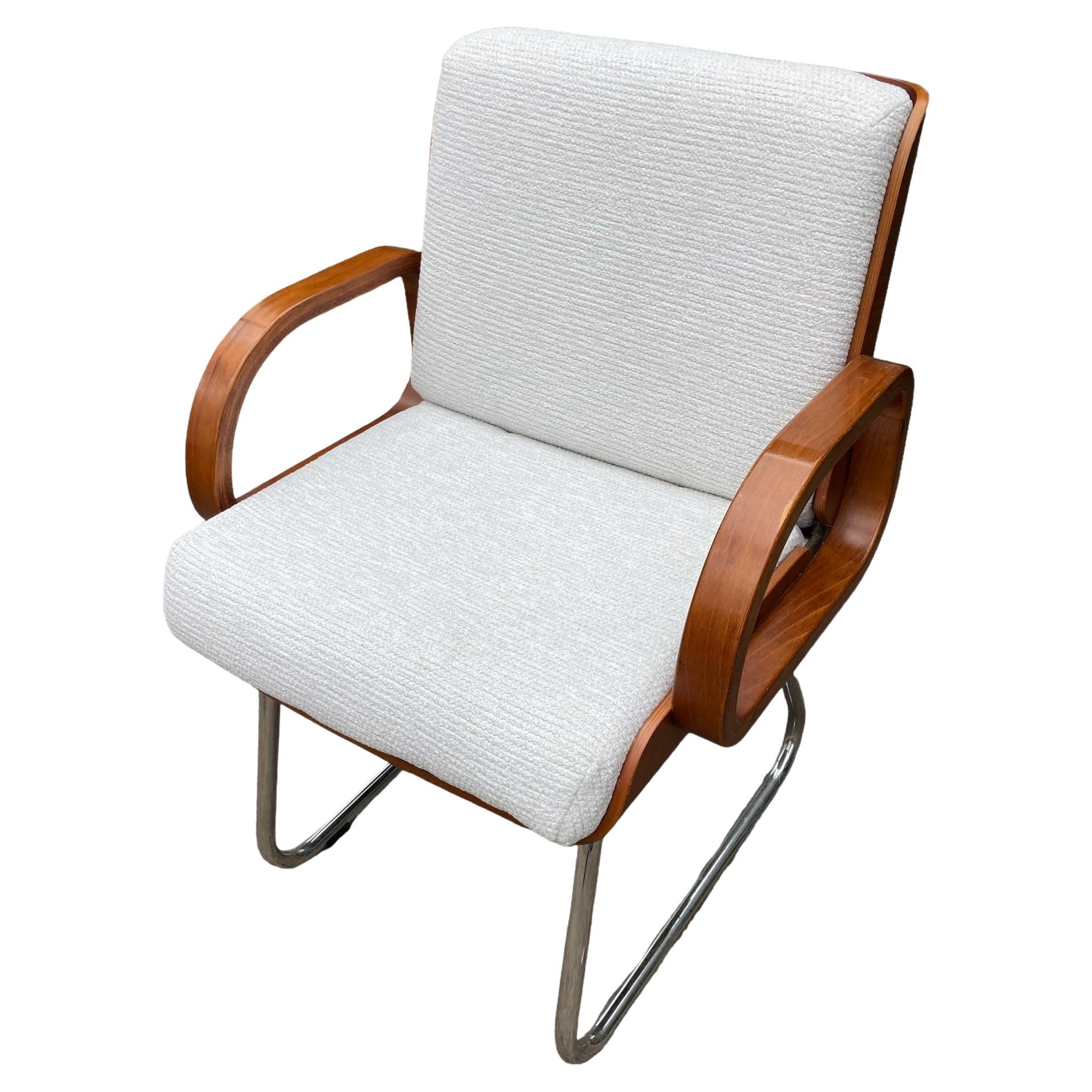 Gordon Russell Mid Century Bauhaus Style Teak and Chrome Office chair For Sale