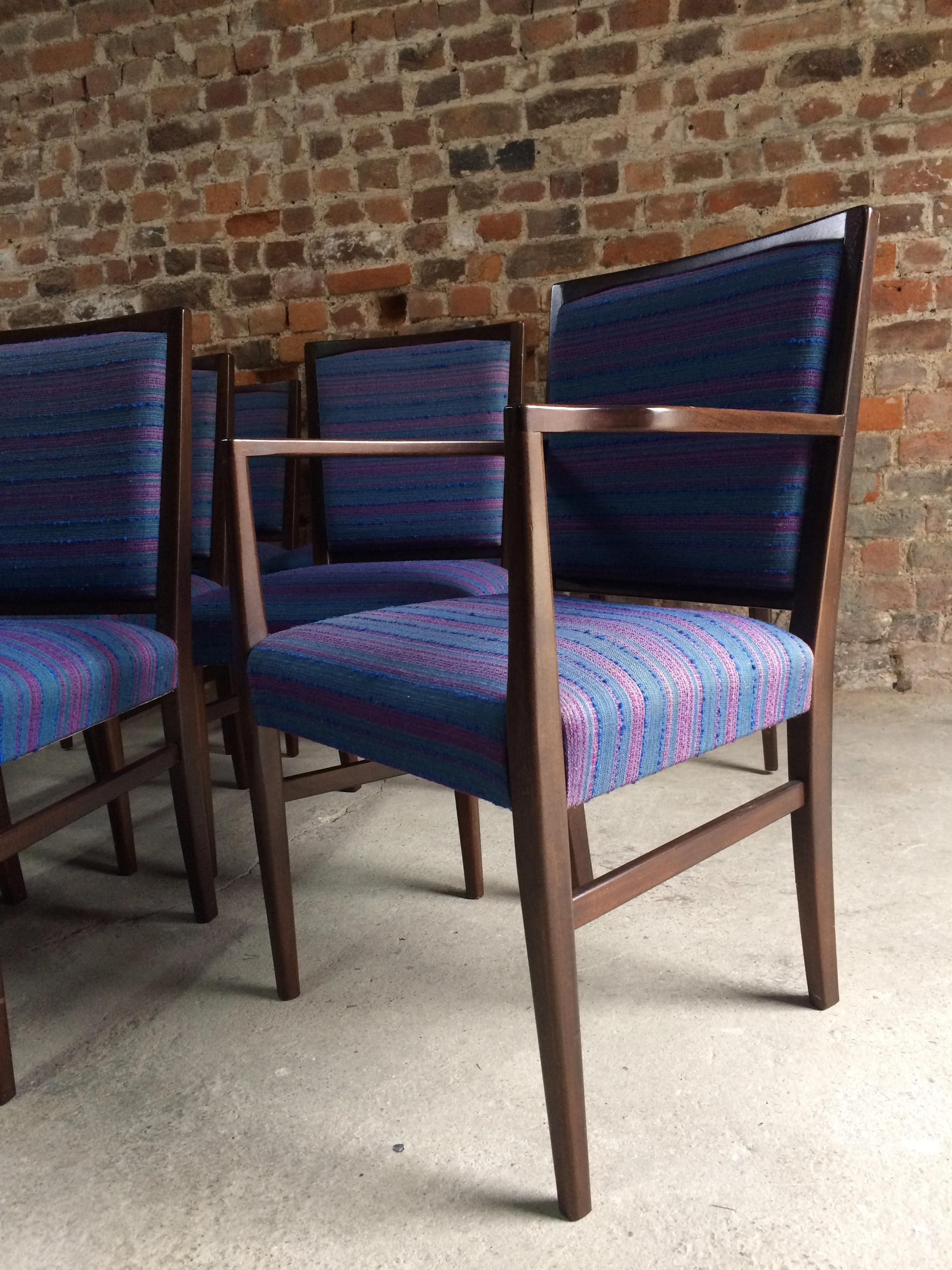 English Gordon Russell Rosewood Dining Chairs Set of 8 Martin Hall Marwood Range, 1970s