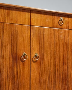 Gordon Russell Tall Teak and Brass Sideboard, United Kingdom, circa 1960s