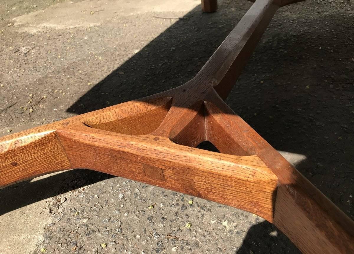 Arts and Crafts Gordon Russell, Arts & Crafts Cotswold School Oak Hayrake Stretcher Dining Table For Sale