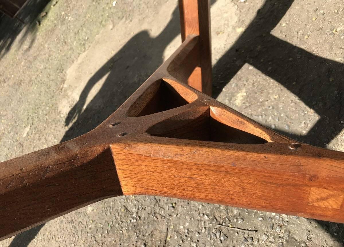 Hand-Crafted Gordon Russell, Arts & Crafts Cotswold School Oak Hayrake Stretcher Dining Table For Sale
