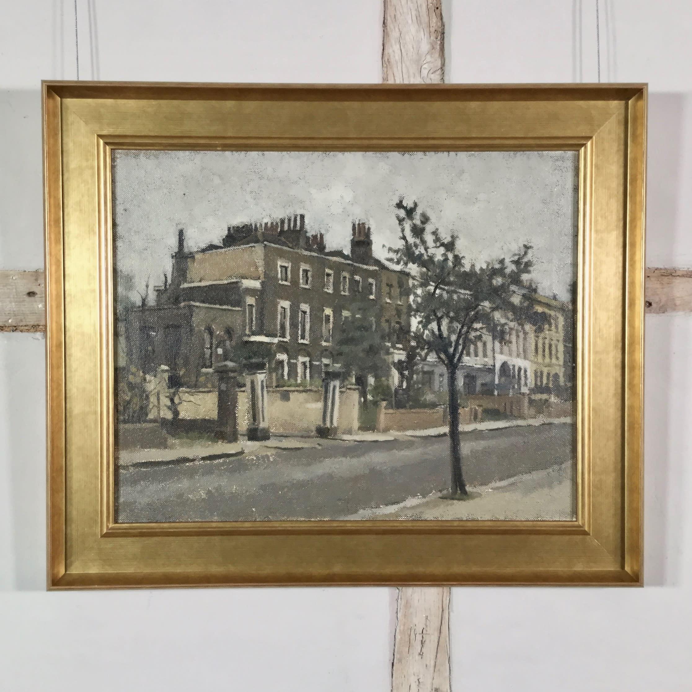Casas en Crescent Grove, Clapham, Pintura al óleo sobre lienzo de Gordon Scott, 1967 en venta 1