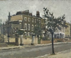Houses in Crescent Grove, Clapham, Oil on Canvas Painting by Gordon Scott, 1967