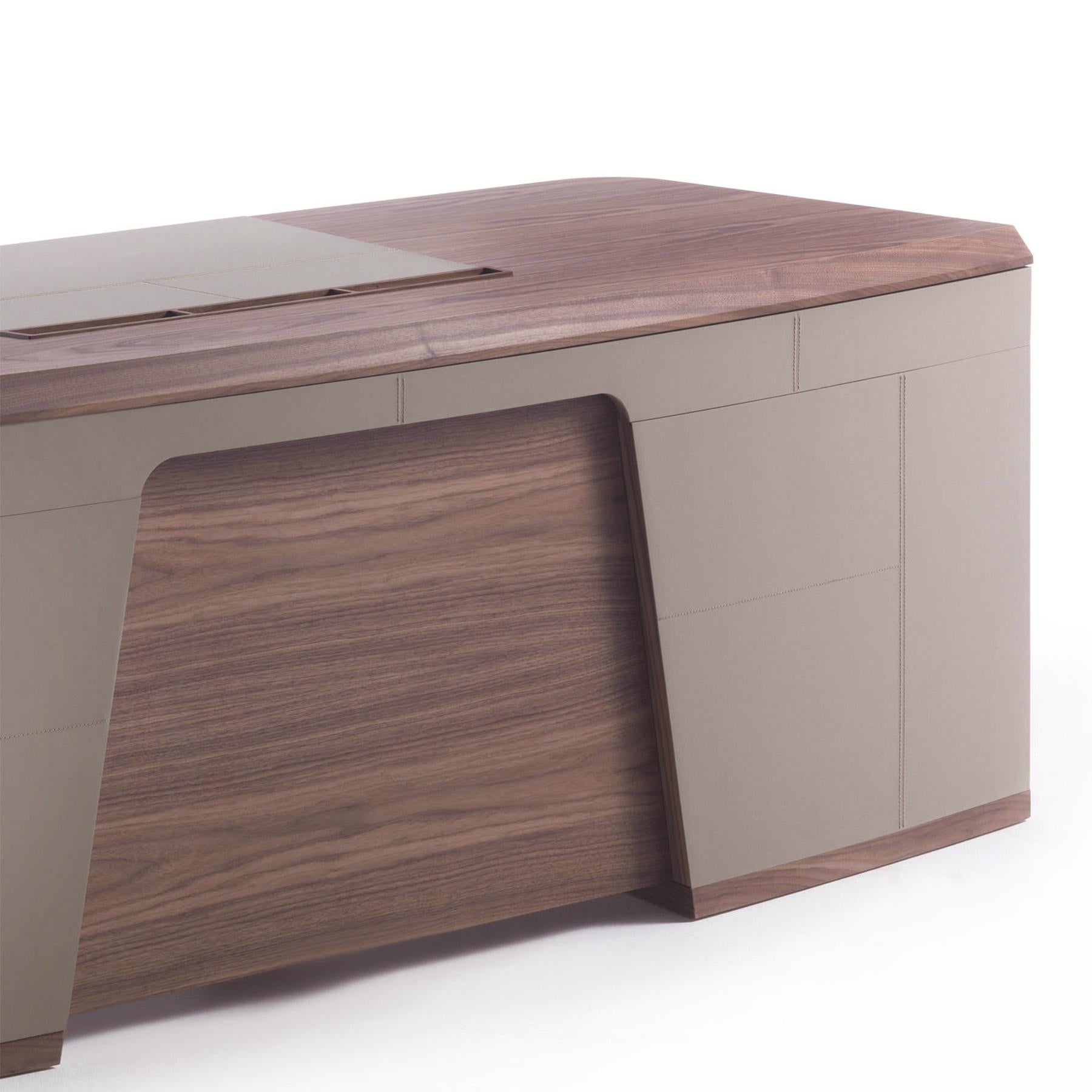 Leather Gordon Walnut Desk For Sale