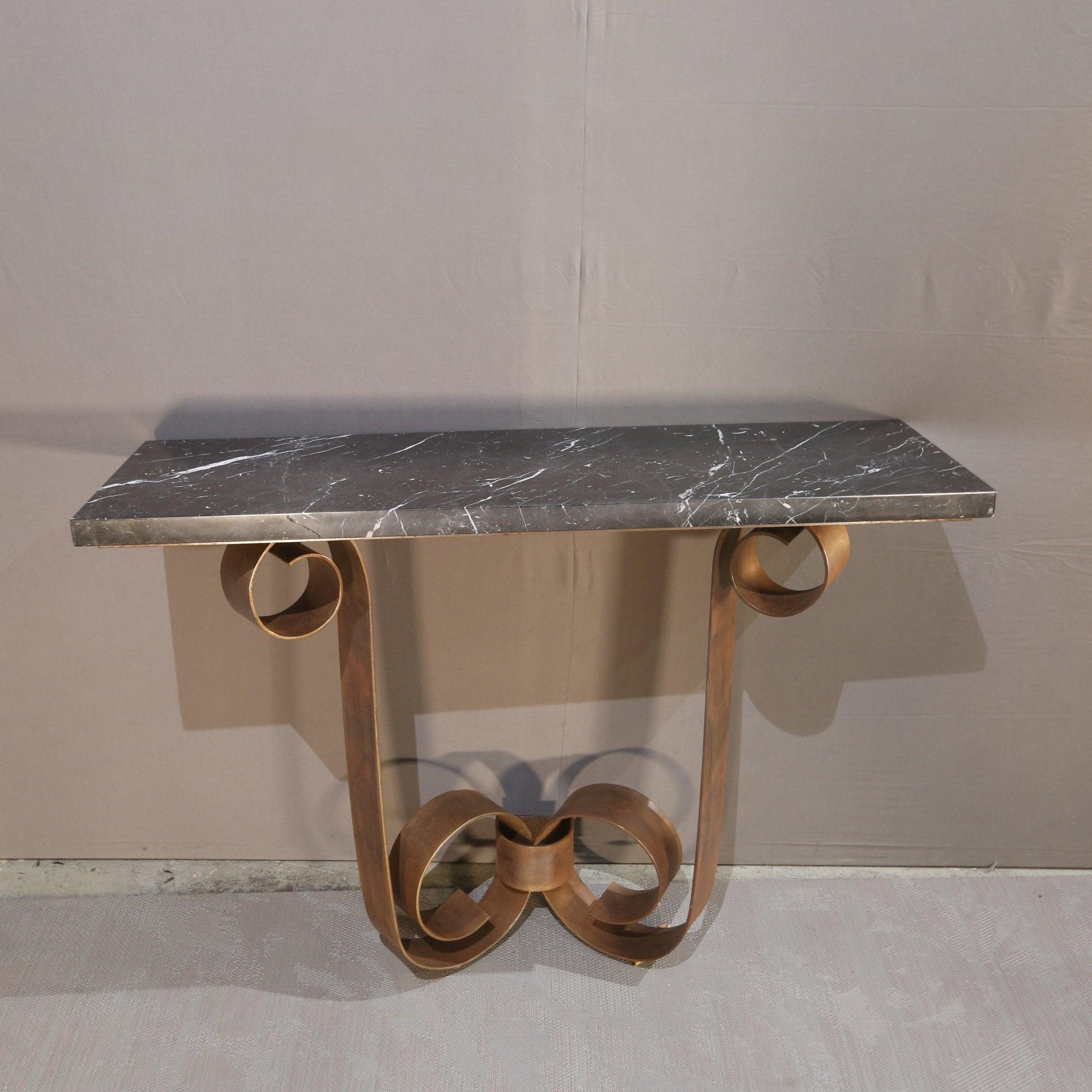 Modern Gordon Watson Wrought Iron & Marble Console by Paul Belvoir For Sale