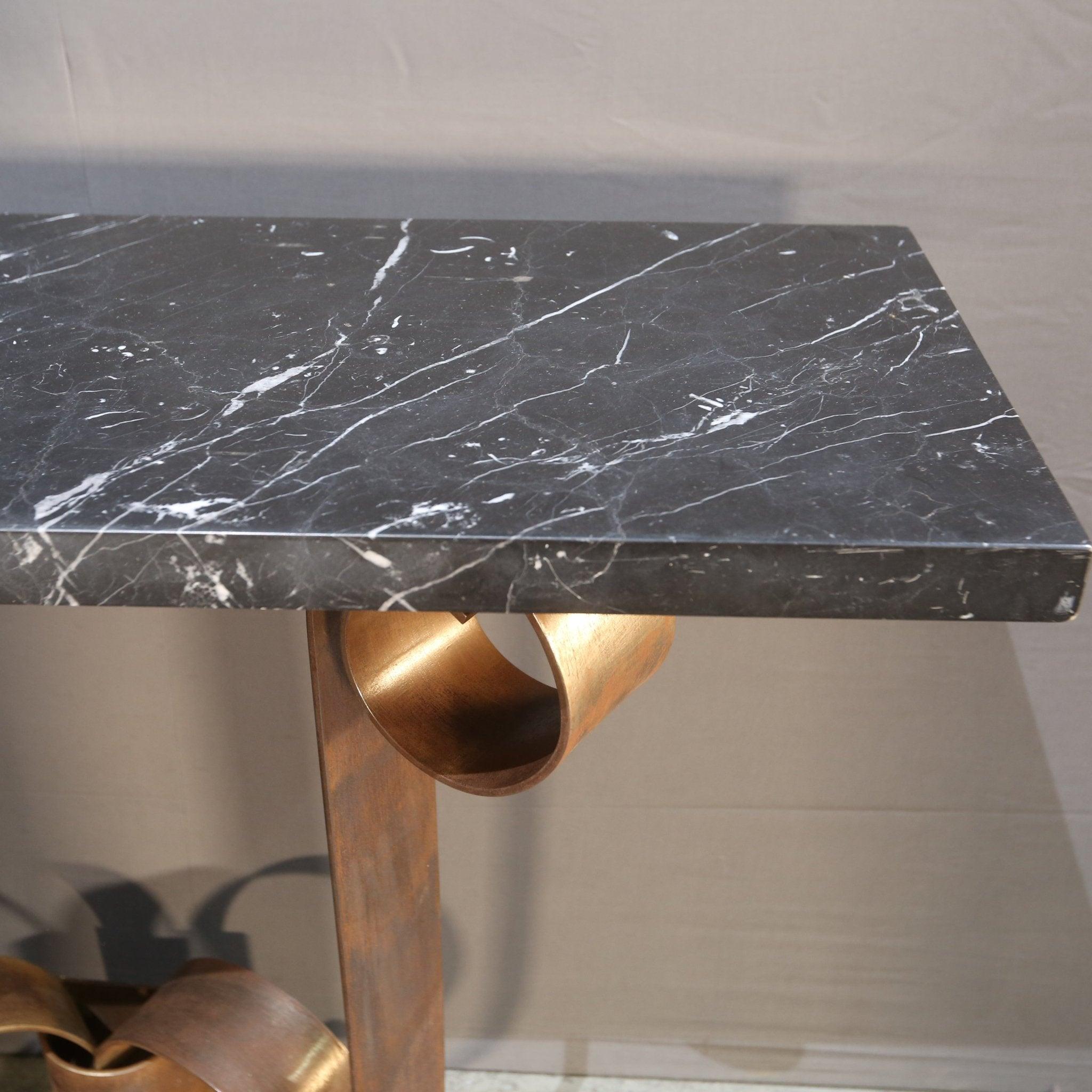 Gordon Watson Wrought Iron & Marble Console by Paul Belvoir In Good Condition For Sale In Basildon, London