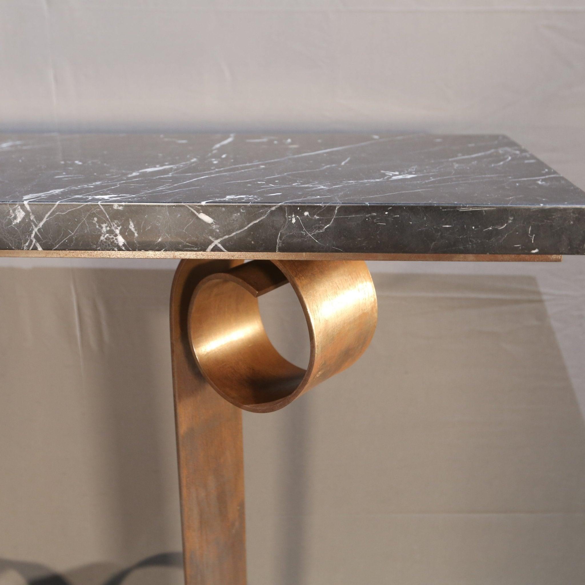 Contemporary Gordon Watson Wrought Iron & Marble Console by Paul Belvoir For Sale